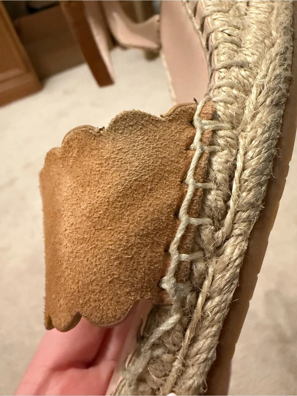 kate spade pre-loved Women’s Tan Scalloped Espadrille Ankle-Strap Sandals
